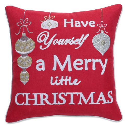 Extra Extra Merry Christmas Set of 2 Decorative Pillows Red with