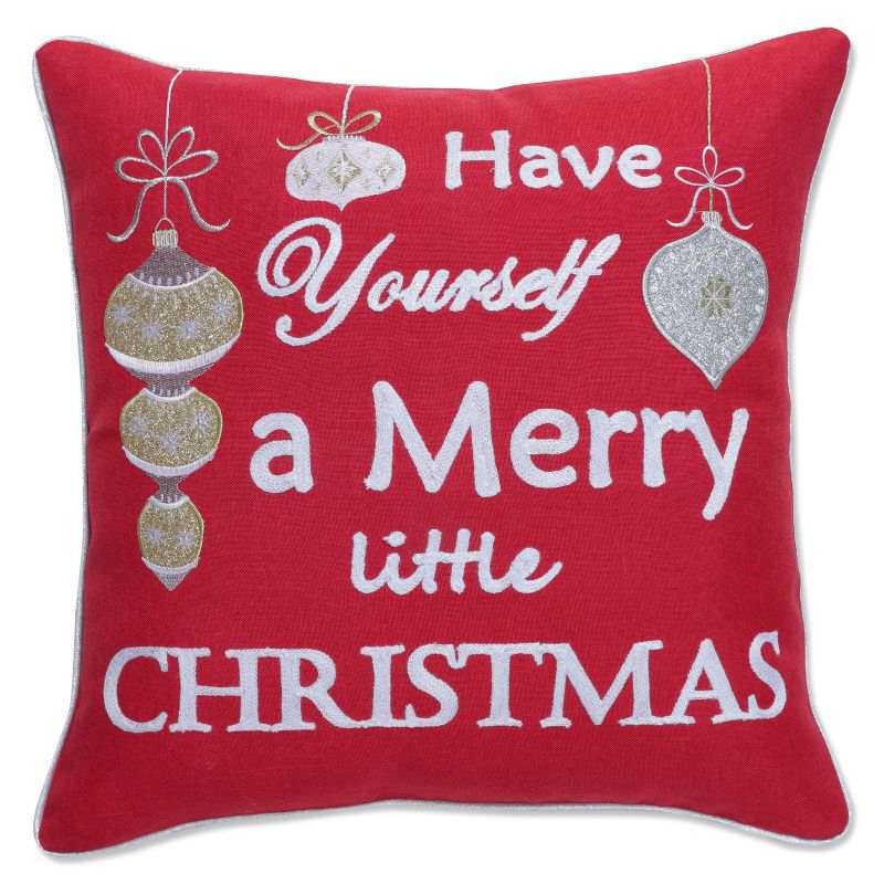 18&#34;x18&#34; Merry Little Christmas Square Throw Pillow Red - Pillow Perfect, 1 of 7