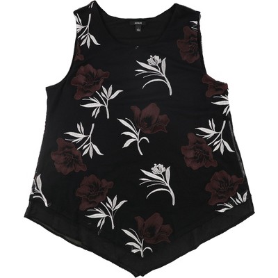 Alfani Womens Embroidered Floral Sleeveless Blouse Top