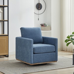 360° Square Chenille Fabric Upholstered Swivel Accent Chair,Lounge Armrests Chair With Solid Wood Frame,Single Sofa Chair-Cuddlewood - 1 of 4