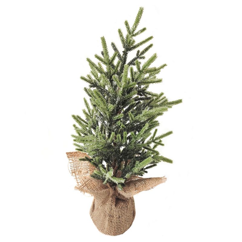 Northlight 1.4 FT Frosted Ice Pine Tree in Natural Jute Base Christmas Decoration, 1 of 3