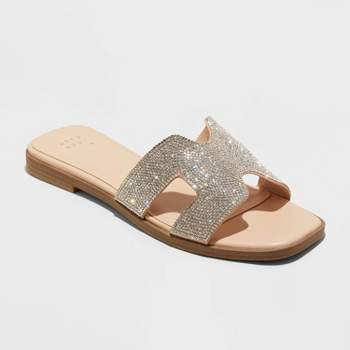  zuwimk Women's Jewel Rhinestones Design Ankle High Flat  Sandals Casual T Strap Dress Sandals Slip On Flip Flop A4