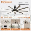Parrot Uncle 72"Industrial Black LED Windmill Ceiling Fan with Light and Remote HVLS Fan - 3 of 4