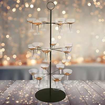 Lavish Home Black 3-Tier Iron Cocktail Tree Stand