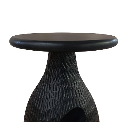 Handcrafted Black Mango Wood Round Side End Table