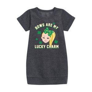 JoJo Siwa Lucky Charm Graphic Short Sleeve Fleece Dress - Heather Charcoal - 4T - 1 of 2