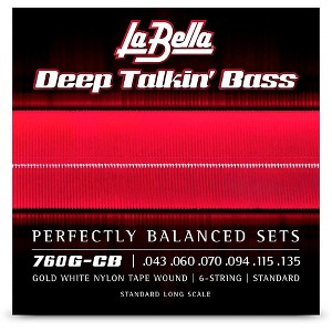 La Bella 760G-CB Deep Talkin Bass Gold White Nylon Tape Wound 6-String Bass Strings - Standard 43 - 135 - 1 of 1