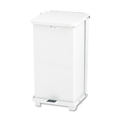 Rubbermaid Commercial Defenders Biohazard Step Can Square Steel 12gal White ST12EPLWH