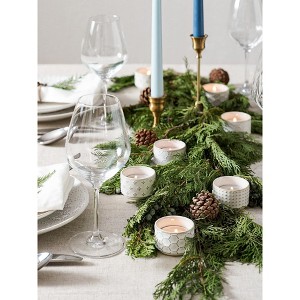 MOEPISY Tealight Candle Holder, Embossed Ceramic Votive Candle Holders Bulk Set of 36, Arctic White - 1 of 4