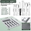 Aoibox 49-Piece Stainless Steel Flatware Set with Organizer, Mirror Polished Cutlery Set Service for 8, Includes Steak Knives, Spoons, Forks & Tray - 2 of 4