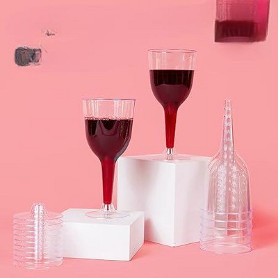 Clear Disposable Plastic Stemmed Wine Glasses - 10 oz, Set of 24