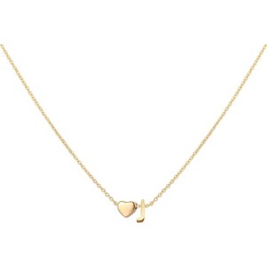 Personalized Heart Initial Necklace 18K Gold Plated Stainless Steel Gift - 1 of 4