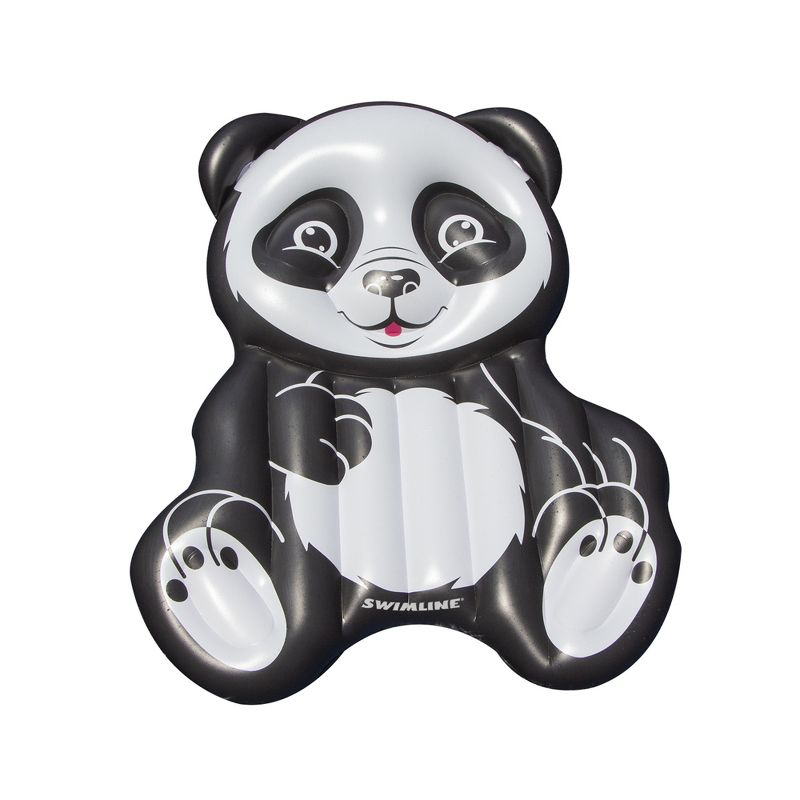 Swimline 71" Inflatable Panda 1-Person Swimming Pool Float - Black/White, 1 of 5