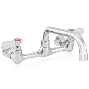 GRIDMANN Commercial Wall Mount Sink Faucets, 8" Centers with Swivel Spouts, NSF, Dual Lever Handles, Brass Construction, Chrome Polished Finish - 1 of 4