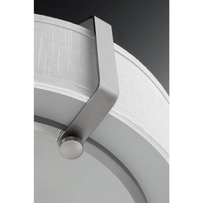 Modern Brushed Nickel 24" Pendant with White Linen Drum Shade