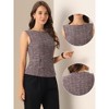 INSPIRE CHIC Women's Tweed Elegant Plaid Print Sleeveless Crew Neck Waist Buckle Back Zipper Top - 2 of 4