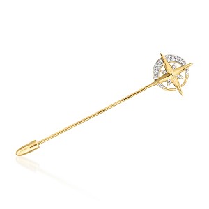 Ross-Simons 0.10 ct. t.w. Diamond Celestial Stick Pin in 18kt Gold Over Sterling - 1 of 3