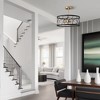 YANSUN 16.5 in. 3-Light Black and Gold Metal Semi-Flush Mount with Drum Shape - 3 of 4
