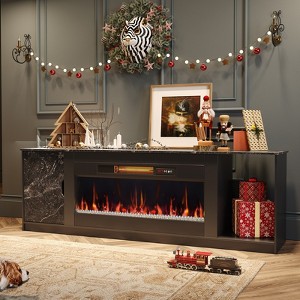 Bestier 70" LED Modern Fireplace TV Stand for TVs Up to 80", PS5 Gaming TV Console Table with 36" Fireplace & Cabinet for Living Room - 1 of 4