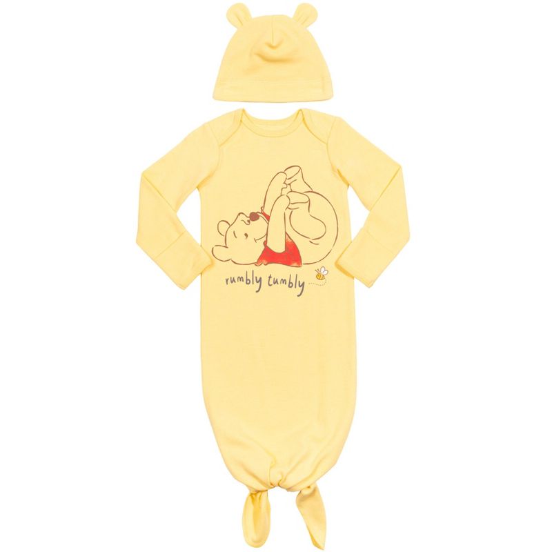 Disney Winnie the Pooh Baby Sleeper Gown and Hat Newborn to Infant, 1 of 8