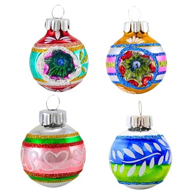 Christopher Radko 1.5 Inch Cc Reflectors & Rounds Shiny Brite Vintage Style Tree Ornament Sets