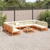vidaXL Patio Sofa Set - 10 Piece Outdoor Lounge with Pine Wood Frame & Cream Cushions for Garden Patio Deck - Modular Design - 3 of 4