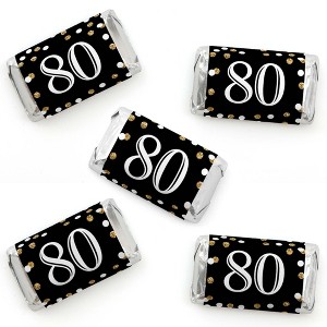 Big Dot of Happiness Adult 80th Birthday - Gold - Mini Candy Bar Wrapper Stickers - Birthday Party Small Favors - 40 Count - 1 of 4