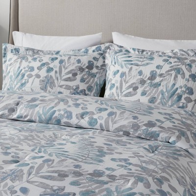 King Blue Seersucker Microfiber Comforter Set with Decorative Pillows