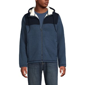 Lands' End Men's Sweater Fleece Mixed Media Full Zip Jacket - 1 of 4