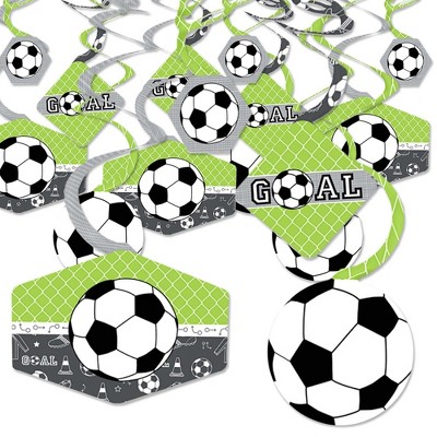 Big Dot of Happiness Goaaal - Soccer - Baby Shower or Birthday Party Hanging Decor - Party Decoration Swirls - Set of 40