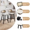 Bekrvio 26" Counter Height Bar Stools-Mid Century Modern Wood Frame,PU Leather Upholstered with Rattan Back, Kitchen Island Counter Stools - 4 of 4