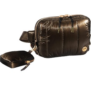 Joan & David Metallic Tubular Quilted Nylon Passport Sling Bag - 1 of 4
