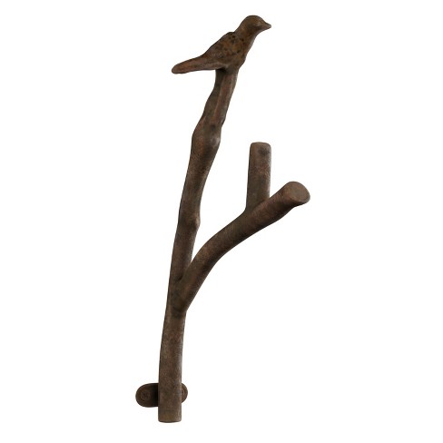 Decorative Bird on Tree Branch Hook-Cast Iron Shabby Chic Rustic Wall Mount Hooks for Coats, Towels, Hats, Scarves, Jewelry, and More by Lavish Home - image 1 of 4