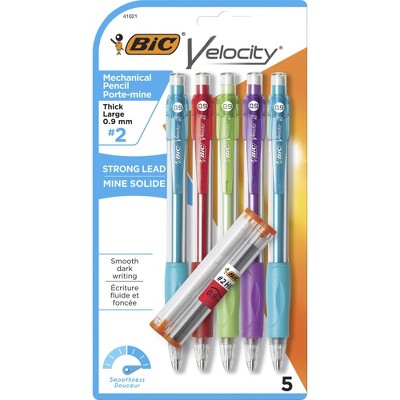 Bic Mechanical Pencil Refillable Rubbergrip .9mm 5/PK Assorted MVP51