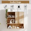 Fluted Bathroom Wall Cabinet with Sliding Door, Faux Marble Top, Adjustable Shelf & Open Storage, Curved Wall Mounted Organizer - 4 of 4