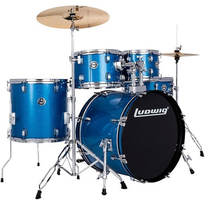 Ludwig Accent 5-Piece Drum Kit With 20" Bass Drum, Hardware and Cymbals Blue Sparkle
