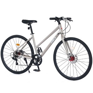 CAVINAS Shimano 7 Speed Hybrid Bike with TEC Chain and High-performance Tires,Aluminum Cruiser Bicycle with Front and Rear Disc Brakes,Champagne - 1 of 4