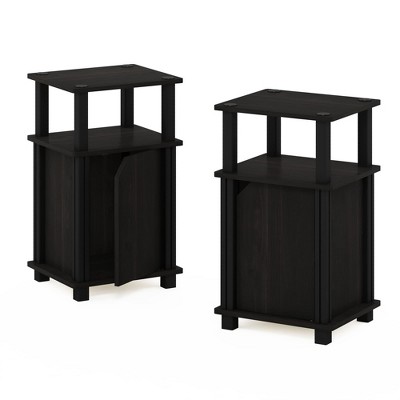 Espresso Black Engineered Wood 3-Tier End Table with Storage