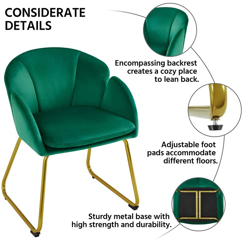 Yaheetech Velvet Armchair Accent Chair with Metal Legs for Living Room/Bedroom, 5 of 16