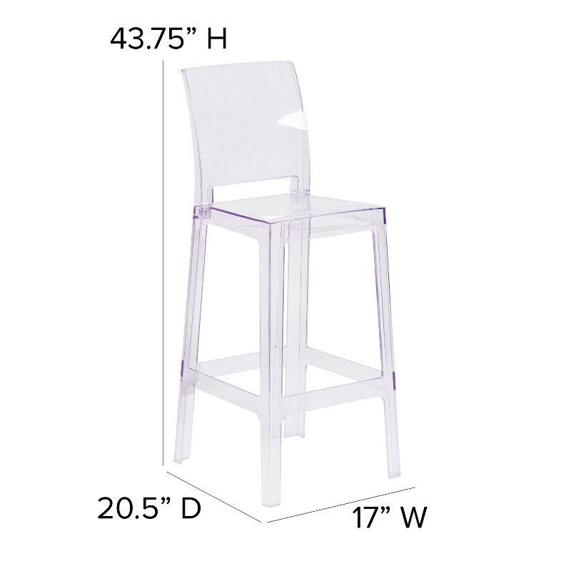 Flash Furniture Ghost Barstool with Square Back in Transparent Crystal, 5 of 12