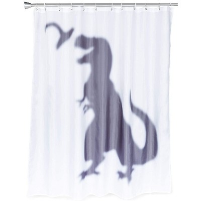 Okuna Outpost T Rex Dinosaur Shower Curtain Set with 12 Hooks for Bathroom (70 x 71 In)