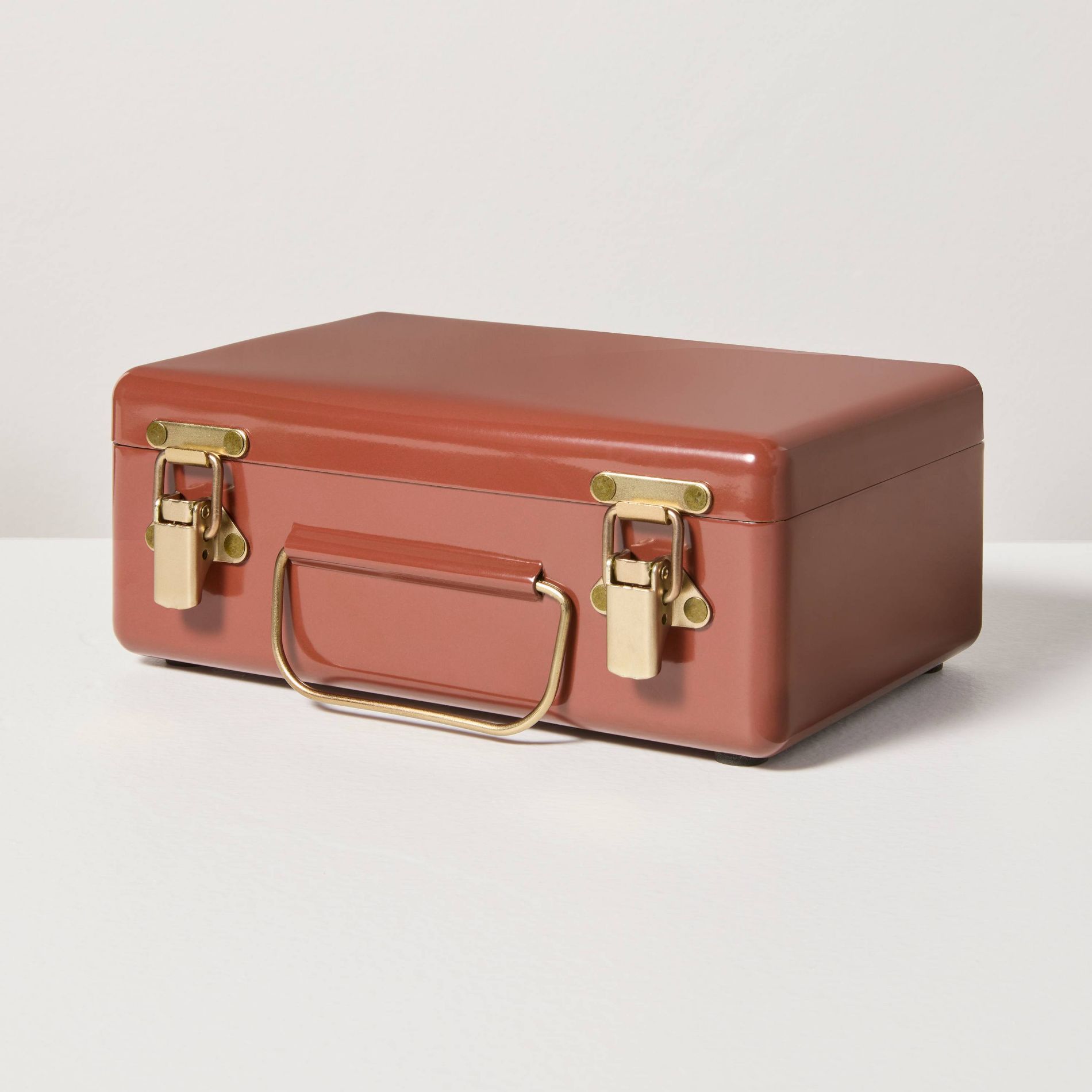 Medium Burgundy Metal Box with Brass Hardware - Hearth & Hand™ with Magnolia