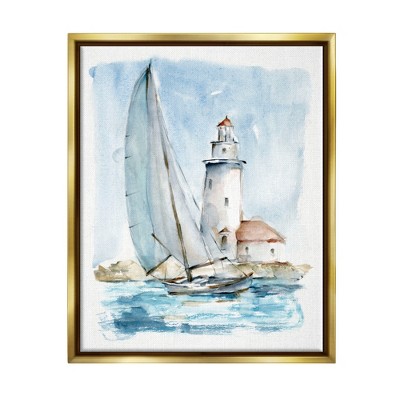 Stupell Industries Nautical Sailboat & Lighthouse Framed Canvas