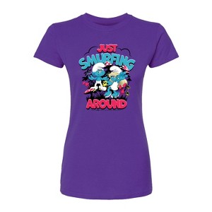 Women's - Smurfs - Just Smurfing Around Fitted Graphic T-Shirt - 1 of 2
