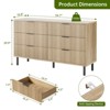 6 Drawer Fluted Dresser for Bedroom, Modern Wide Chest of Drawers with Metal Legs and Anti-Tip Kit, Wood Storage Organizer for Living Room - 2 of 4