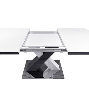 Gulches 47.24"-62.99" Extendable Dining Table, White MDF Top with Black&White X-Shape Metal Base, 220LBS Capacity for Kitchen/Dining Room - 1 of 4