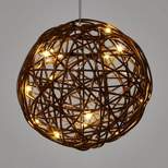 Battery Operated Brown Faux Rattan Sphere Fairy String Lights Warm White with Brown Wire - Wondershop™ 
