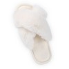 Fuzzy Cross Band Slippers Soft Plush Furry Fur House Shoes Open Toe Cozy Indoor Outdoor Slides for Women - 3 of 4