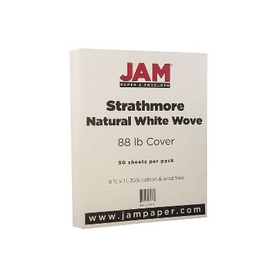 JAM Paper Strathmore 80 lb. Cardstock Paper 8.5" x 11" Natural White 50 Sheets/Pack (301115)