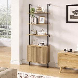 Ladder Bookshelf with Cabinet, 71" Tall Bookcase, 6-Tier Display Rack - 1 of 4